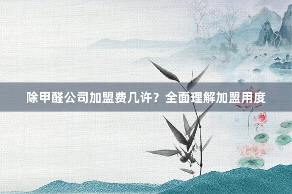 除甲醛公司加盟费几许？全面理解加盟用度